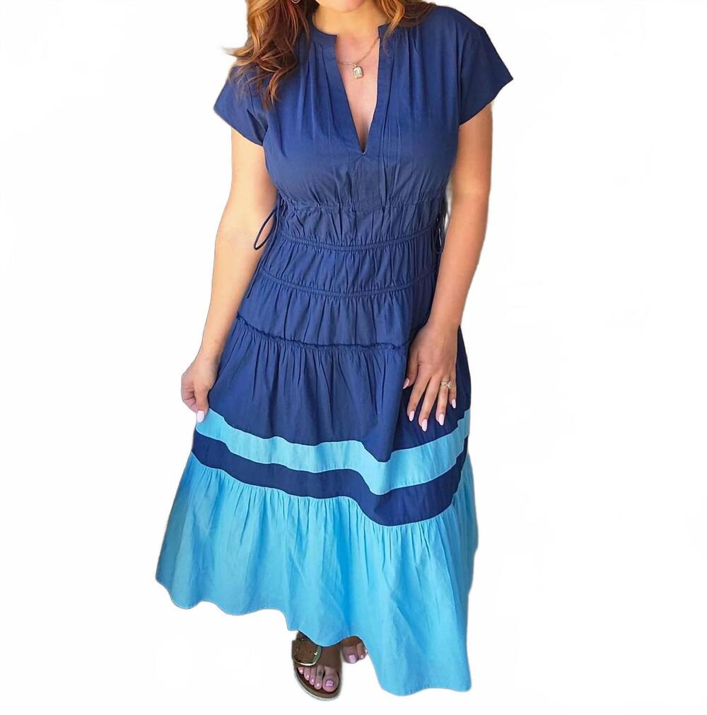 NEW SIMPLY SOUTHERN monochromatic stripe dress in navy